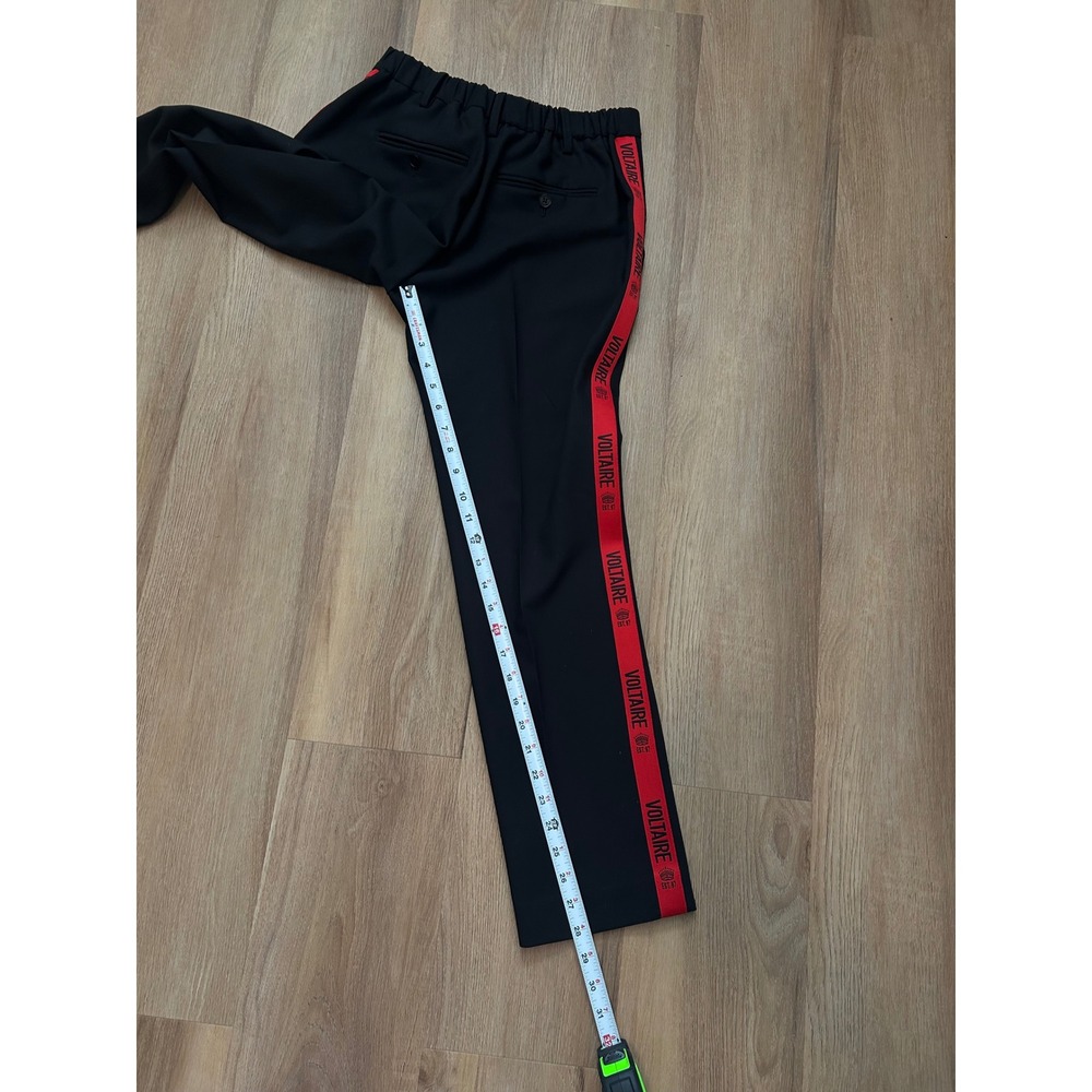 Zadig & Voltaire‎ Pomelo Band Black Trousers Red Logo Side Stripe Pants  38 - Picture 8 of 10